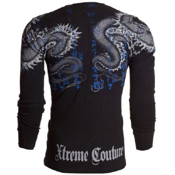 Xtreme Couture by Affliction Men's Thermal Shirt Double Up Black Biker S-2XL gallery