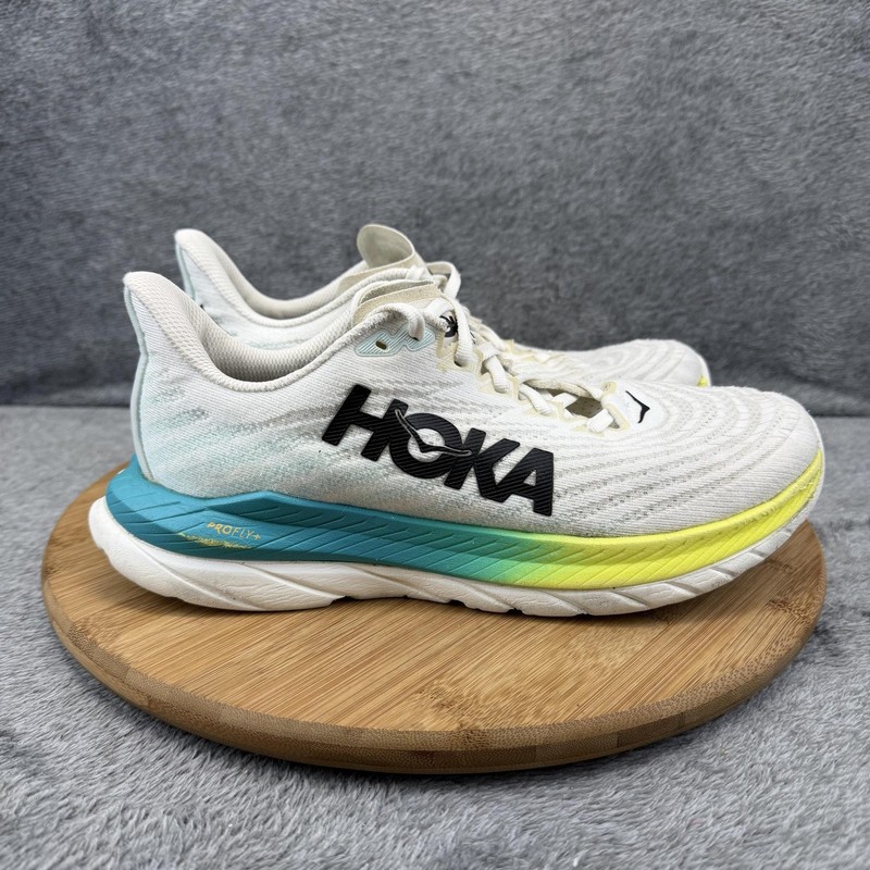 Hoka One One Mach 5 Shoes Womens Size 8 B White Yellow Running Sneakers 1127894