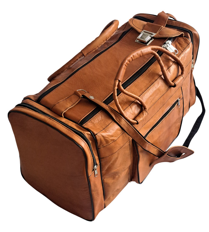 Genuine Leather Duffle Bag 53cm Cognac Gym Bag Sports Bag Handmade Travel Bag gallery