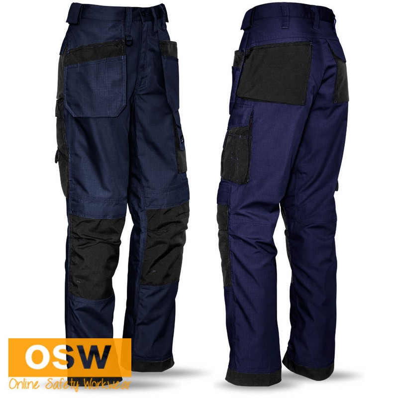 MENS TRADIES RIPSTOP MULTI SWING AWAY POCKET PANTS – KHAKI/CHARCOAL/NAVY/SILVER