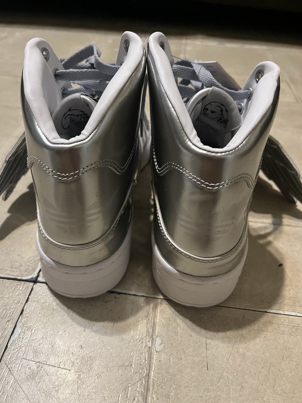 Authentic Adidas Jeremy Scott Metallic silver wings size 8.5 with box gallery