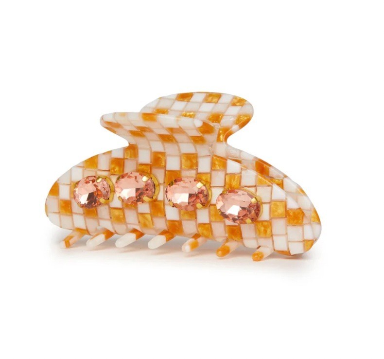 NWT $65 Lele Sadoughi Large Checkered Wicker Hair Claw Clip