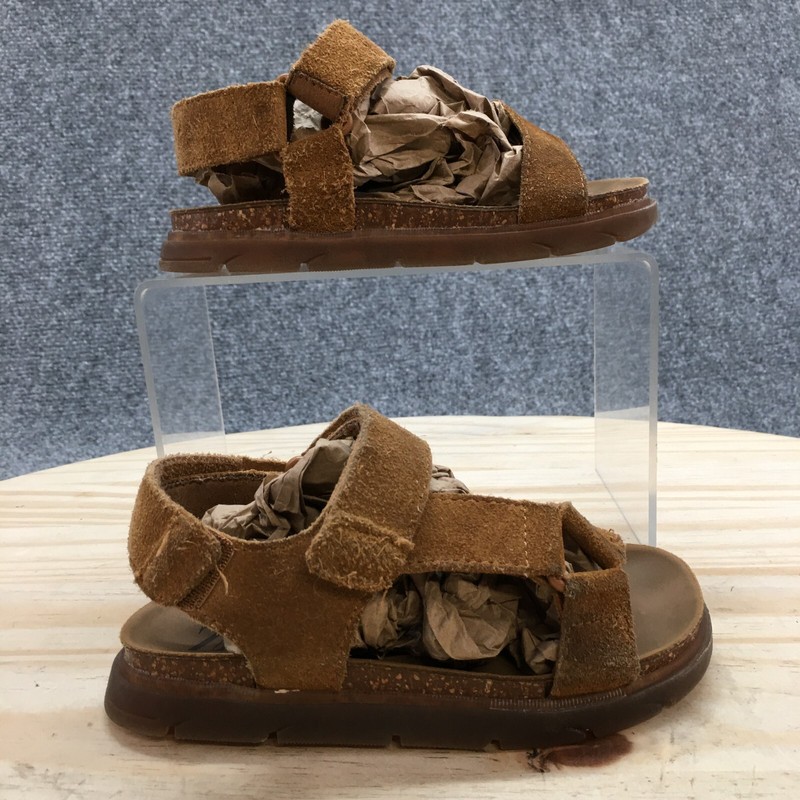 Zara Sandals Toddler 25 Strappy Brown Leather Hook & Loop Comfort Open Toe