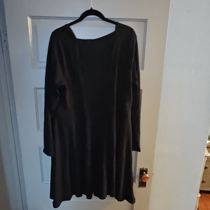 Torrid Black Solid Square Neck Long Sleeve A-Line Knit Dress Sz 2 MPN 41270296 gallery