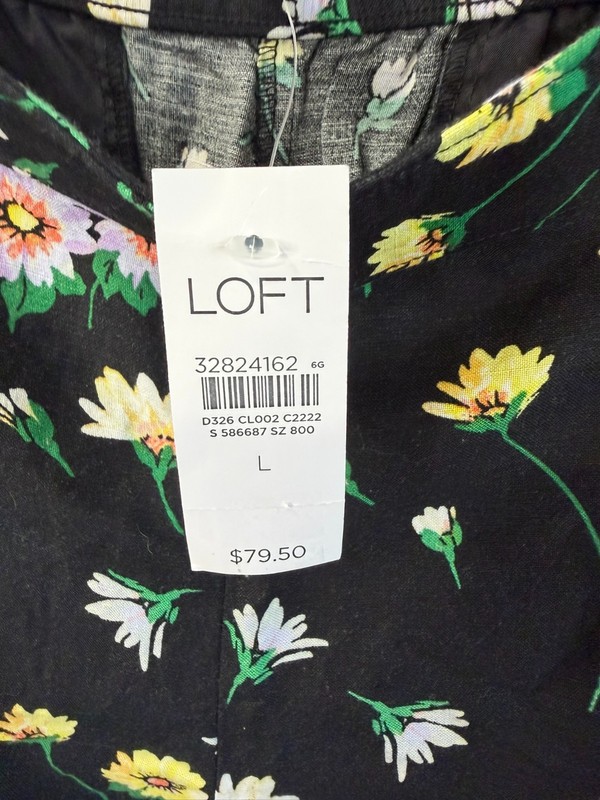 LOFT Brand Waist Floral Print Wide Leg Crop Pants Size Large gallery