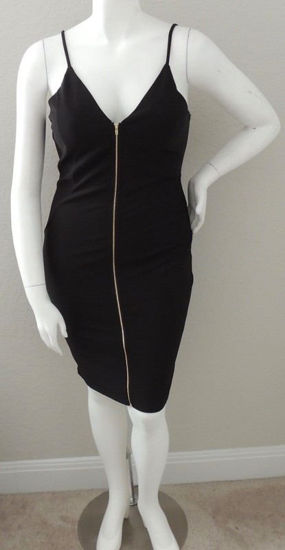 Trac Black Sleeveless Front Zipper Bodycon Cocktail Dress Plus 1XL 2XL 3XL New!