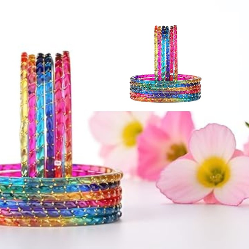 Handcrafted Rain Drop Glass Bangles for Women – 12 PCS Set | Clear Finish gallery