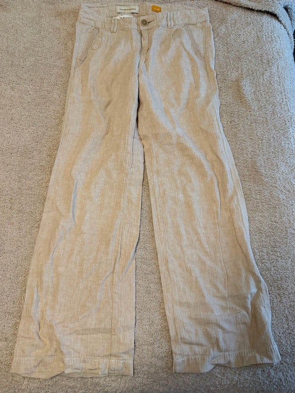 Anthropologie Pilcro and the Letterpress Linen Wide Leg Pants Tan Size 6