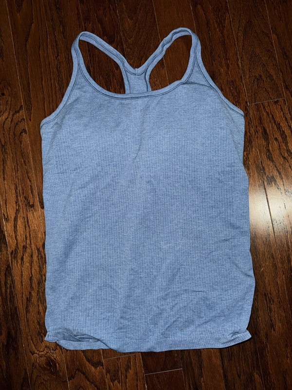 Lululemon Women’s Blue Ribbed Knit Cotton Scoop Neck Strappy Cami Tank 12