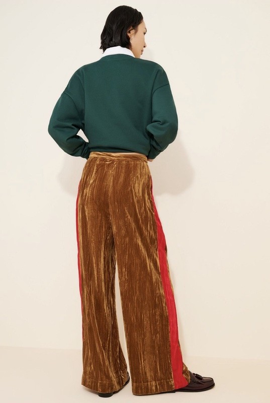 FARM RIO Side Stripe Ribbed Velvet Pant Anthropologie Wide Leg Corduroy Trousers gallery