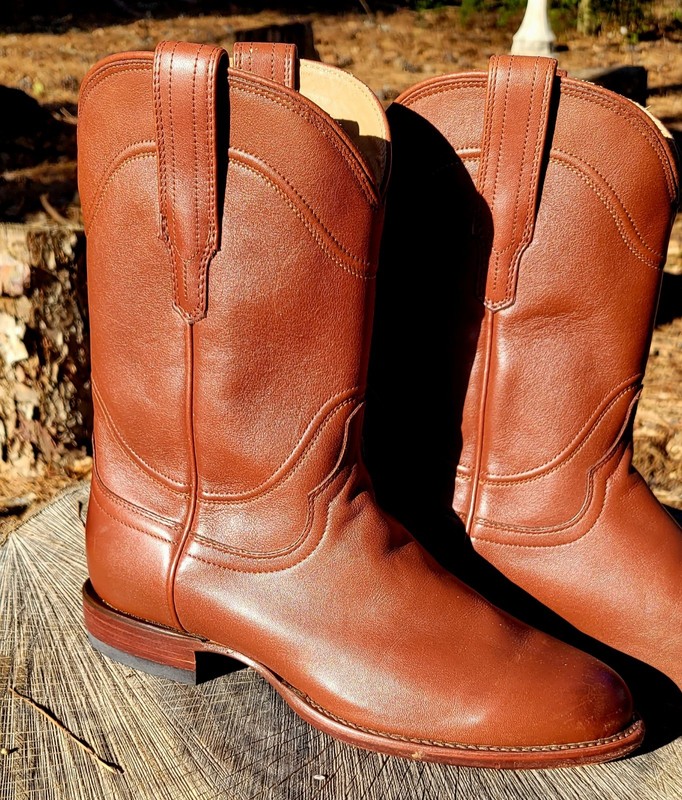Tecovas The Earl Mens Brown Leather Cowboy Western Roper Boots size 7.5 EE
