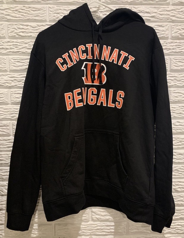 Cincinatti Bengals Hoodie Size Large Black Fanatics Pouch Pocket CottonPolyester