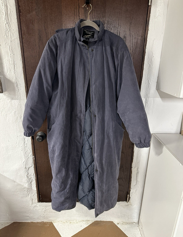 Bromley Sport Real Down Women’s L Blue Suede Down Long Overcoat Pockets