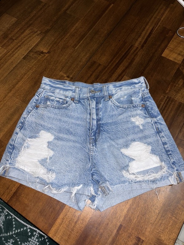 American Eagle Outfitters Women’s Mom Short 0 High Rise Light Wash Distressed