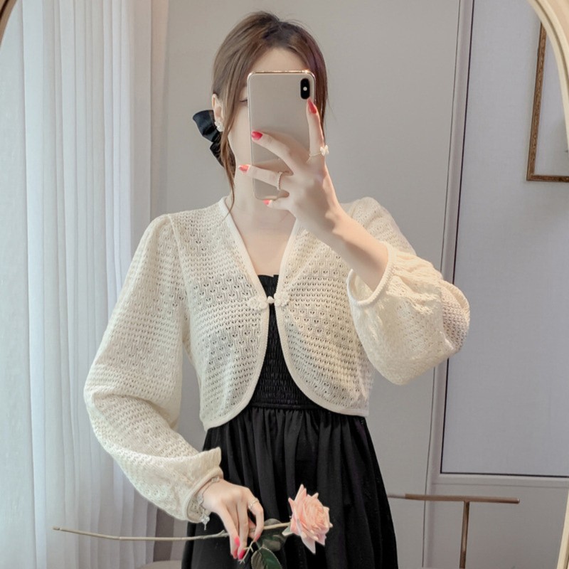 Lace Lady Bolero Shrug Cape Cropped Tops Cardigan Chinese Retro Qipao Hollow Out