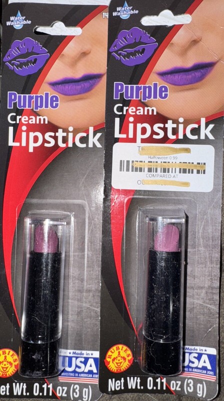 Rubies Purple Cream Lipstick Purple Lip Stick LOT OF 2 New
