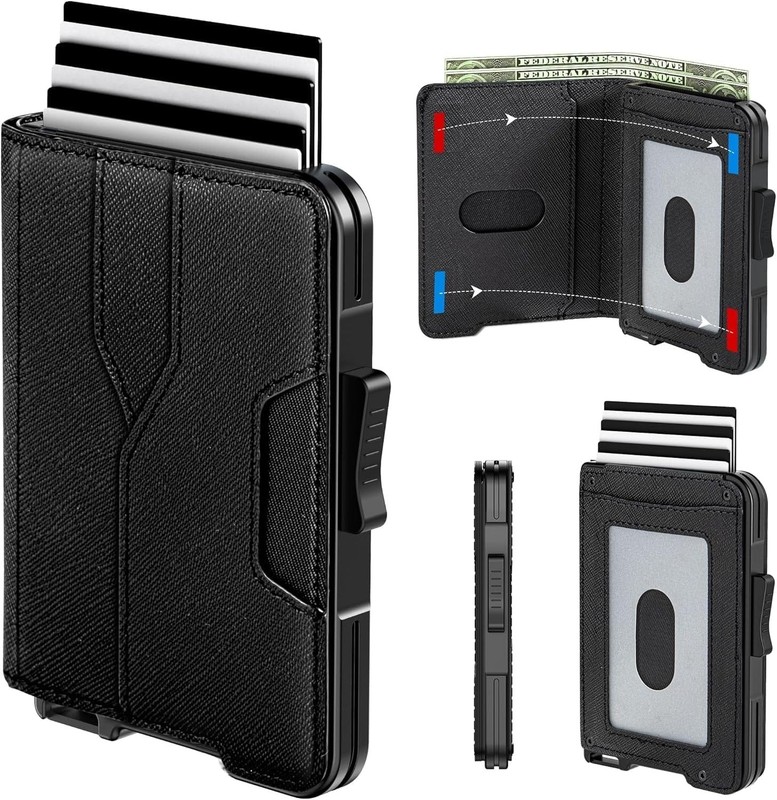 Abby Mens Slim Minimalist Wallet RFID Blocking Pop Up Credit Card Holder Case gallery