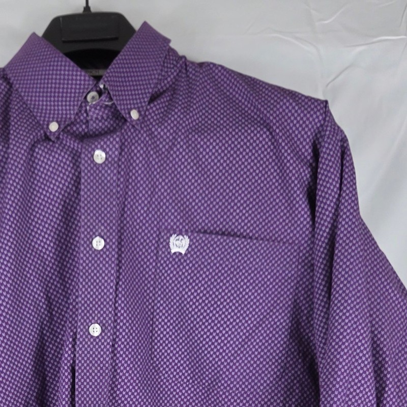 Cinch Mens Purple Geometric Arrow Print Western Button Down Shirt L