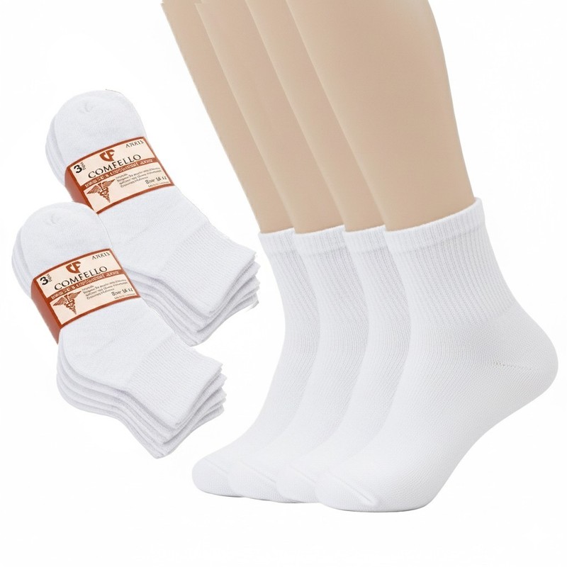 Diabetic Quarter Ankle Socks Non-Binding Circulatory Cotton Mens Women Size 9-13