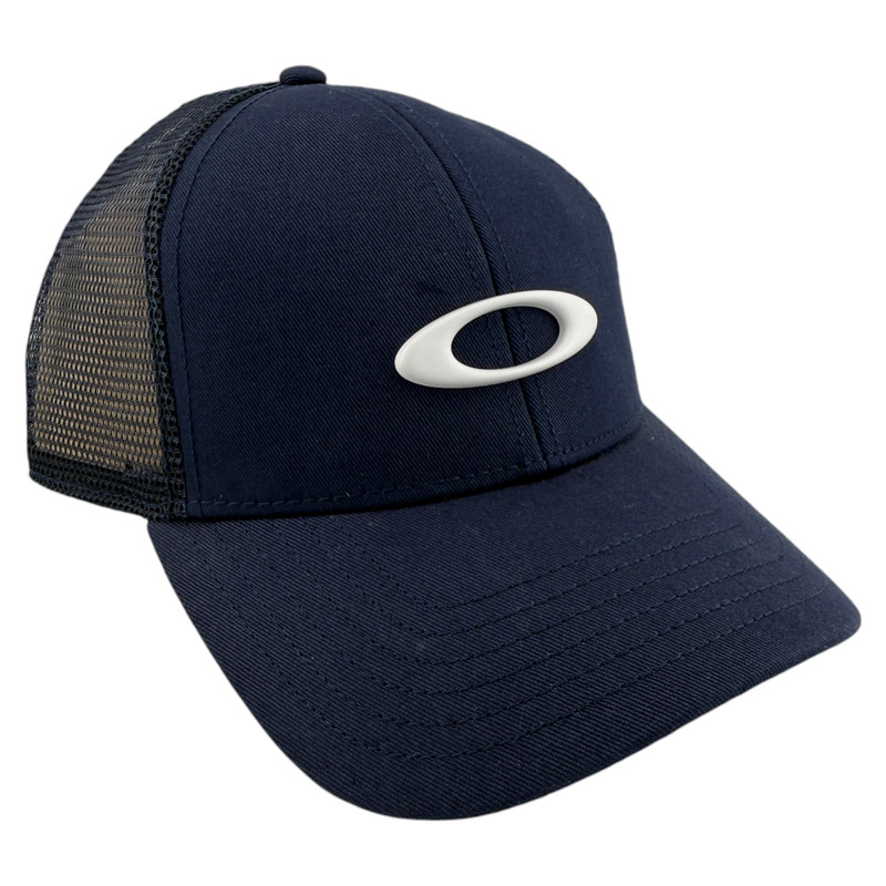 Oakley Ellipse Navy White Logo Trucker Mesh Back Adjustable SnapBack Hat Cap