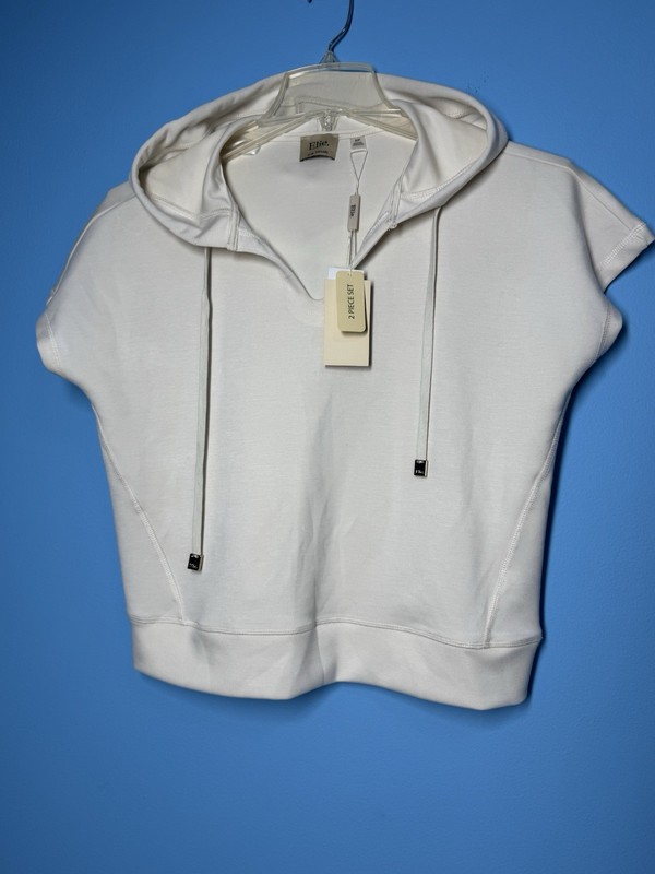 Elie Tahari Short Sleeve Hooded Top White Size S/P (0151) gallery