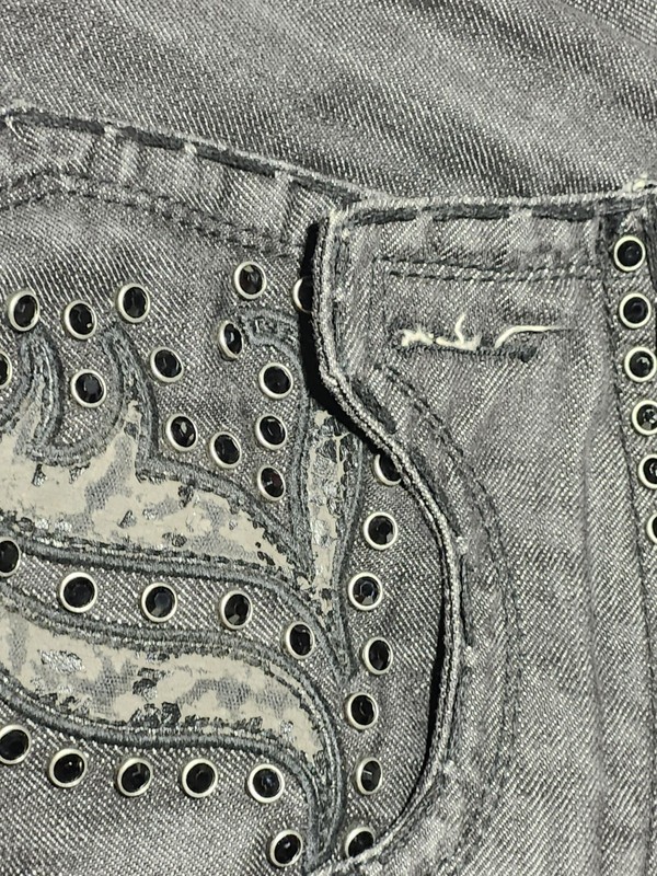 Laguna Beach Men’s Bootcut Jeans Gray Medium Wash Denim Relaxed Studded Logo gallery
