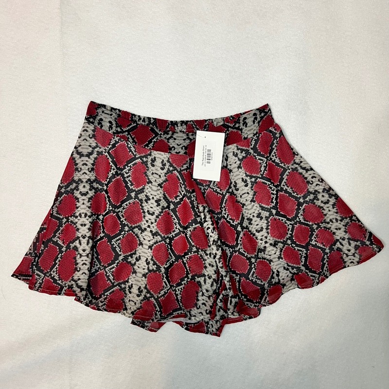 Adrienne The Razorback Short Red Snakeskin Print High Waist Flowy Skort Women M