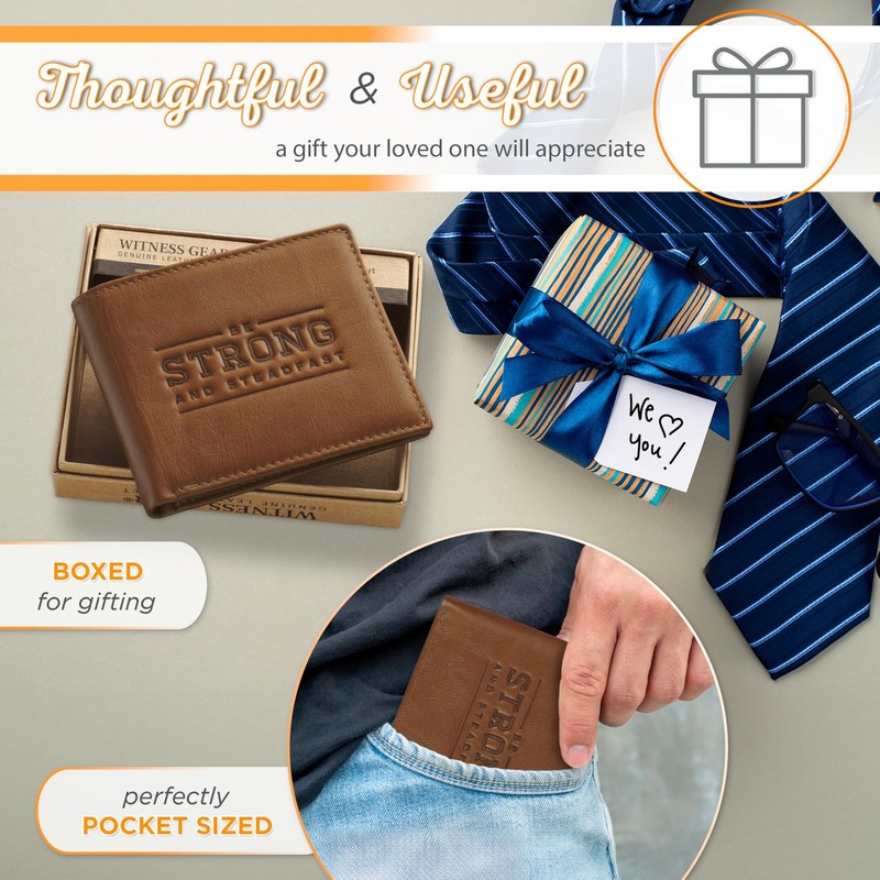 Christian Art Gifts Genuine Full Grain Leather RFID Blocking Scripture Wallets f gallery