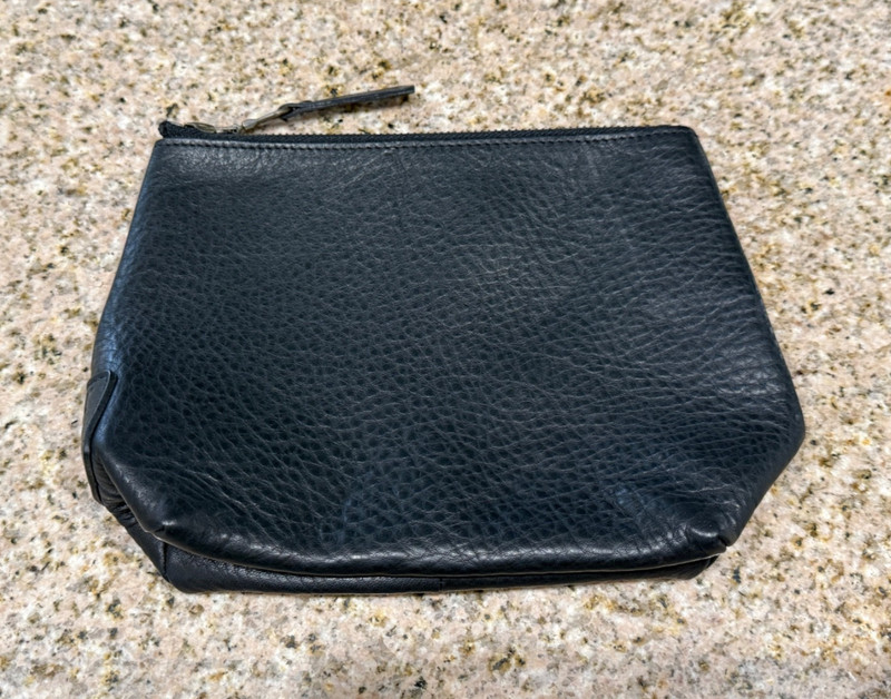 NWOT Will Leather Goods Seneca Leather Pouch, Pebbled Black Leather gallery
