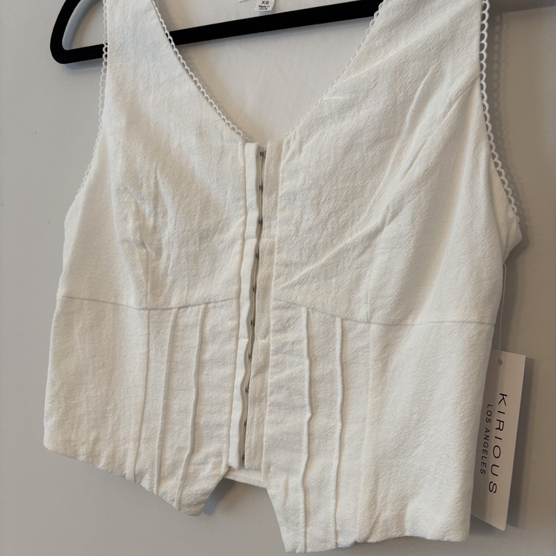 NWT 100% Cotton Corset Bustier Crop Top White XS Festival Western Coquette Boho gallery