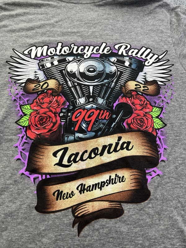2022 Laconia Motorcycle Rally Shirt XS American Apparel 99th New Hampshire