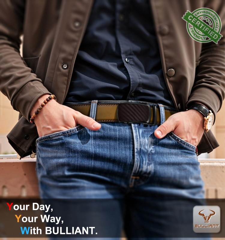 Men's Adjustable Ratchet Leather Belt 2 Pack - Perfect Fit Click Belt Gift gallery