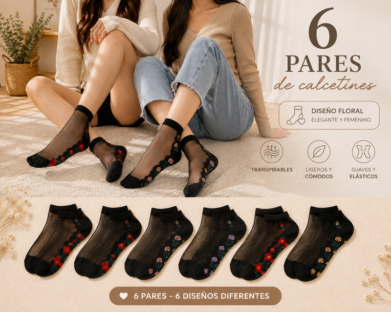 6 Pairs Womens Sheer Mesh Socks Nylon Crystal Silk Black White Breathable