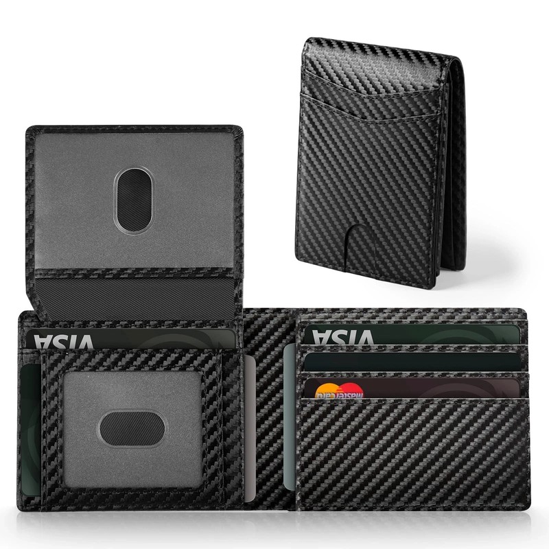 GNDR Wallet For Men RFID Blocking Leather Black Wallets Carbon Fiber-04