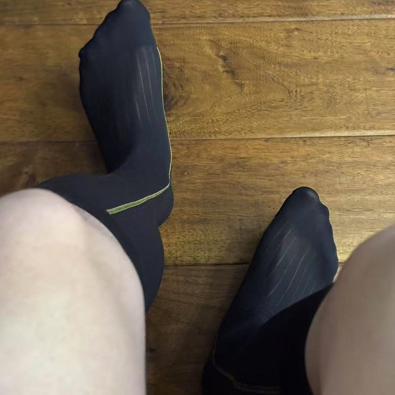 Men Stripes Dress Socks Sheer Ultra Thin Stockings 80% Polyamide Fabric gallery