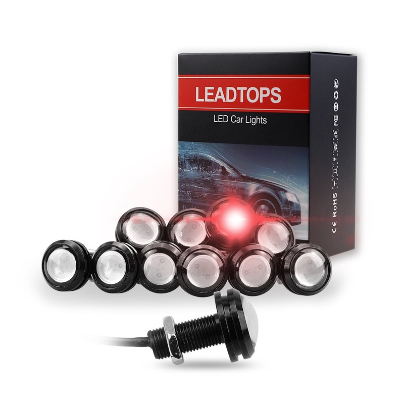 10Pcs 18mm 12V Red Eagle Eye LED Car Fog DRL Daytime Running Light Backup Revers