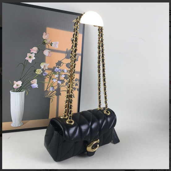 COACH CP149 Tabby Shoulder Bag 20 Quilting Nappa Leather Black Gold Outlet NEW S gallery