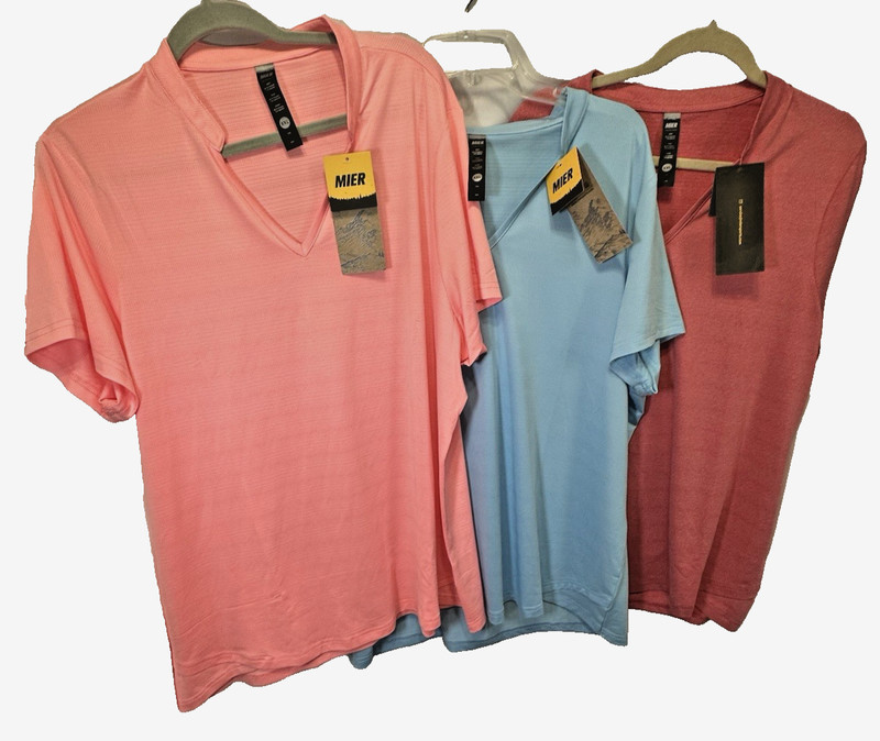 Three NWT Mier Sports V-neck pullover size XXL 92% polyester 8% spandex