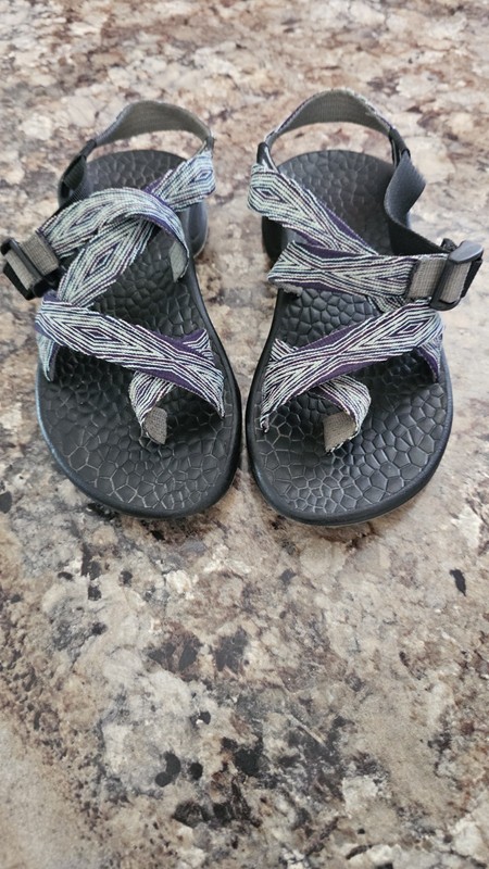 Chaco Women’s Black Gray Purple Strappy Sport Sandals Adjustable Buckle US 6