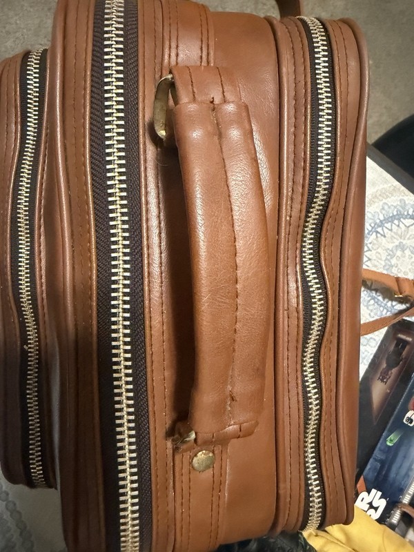 Coast Brown Crossbody Bag Double Zip Top Handle Adjustable Strap Brass Hardware