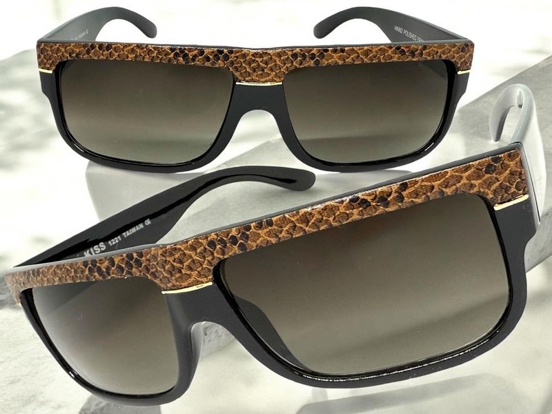 Classic Vintage Retro Hip Hop Rapper Pimp Style SUNGLASSES Black Snakeskin Frame