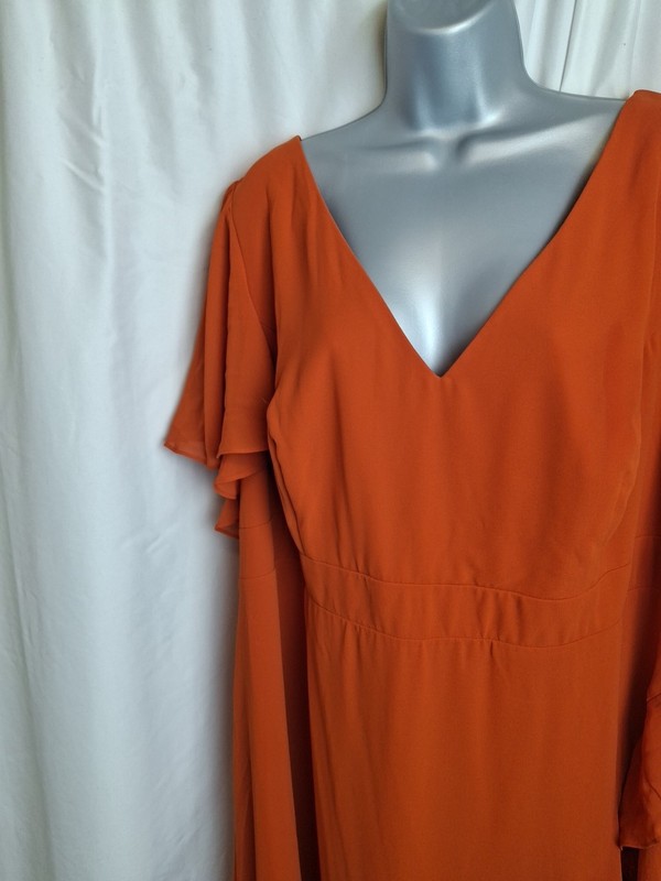 EVER PRETTY Dress midi Orange Ruffle Occasion 4XL uk20 Short Sleeves E4686 gallery