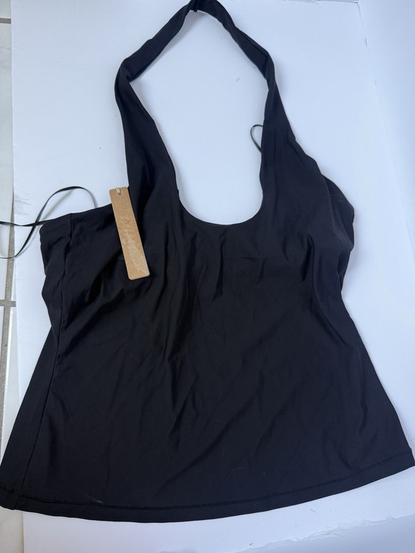 SKIMS Cling Matte Halter Top Obsidian Black Size Small NWT $64 Retail