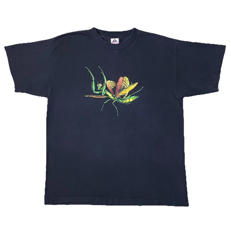 Vintage 90s Human-I-Tees Praying Mantis Grasshopper Insect Bug T Shirt XL Faded
