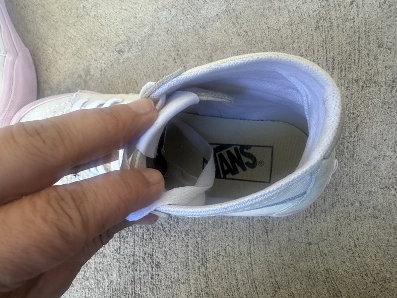 Vans Sk8-Hi Skate White/Pink Shoe Suede High Sneaker Men 5 Women 6.5 RARE gallery