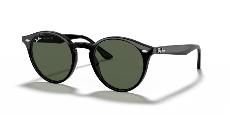 RAY-BAN Round RB2180 601/71 Unisex Black Green Plastic Sunglasses