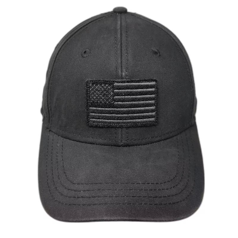 H3 Headwear Snapback Cap Black OS American Flag Embroidered Patch Hat Adjustable