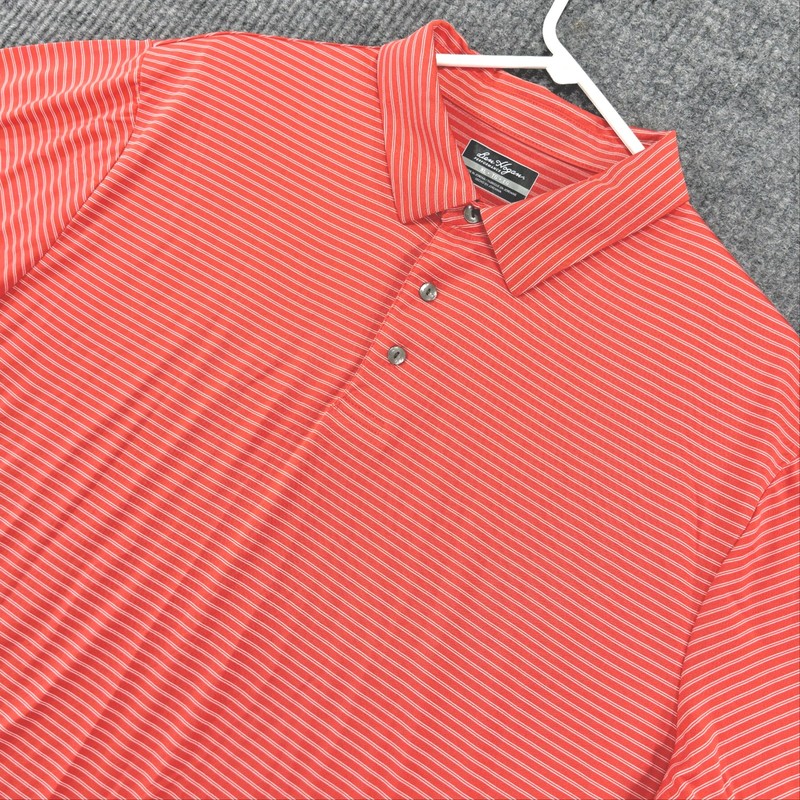 Ben Hogan Performance Polo Shirt Mens XL Coral Striped Golf Stretch Top UPF 15