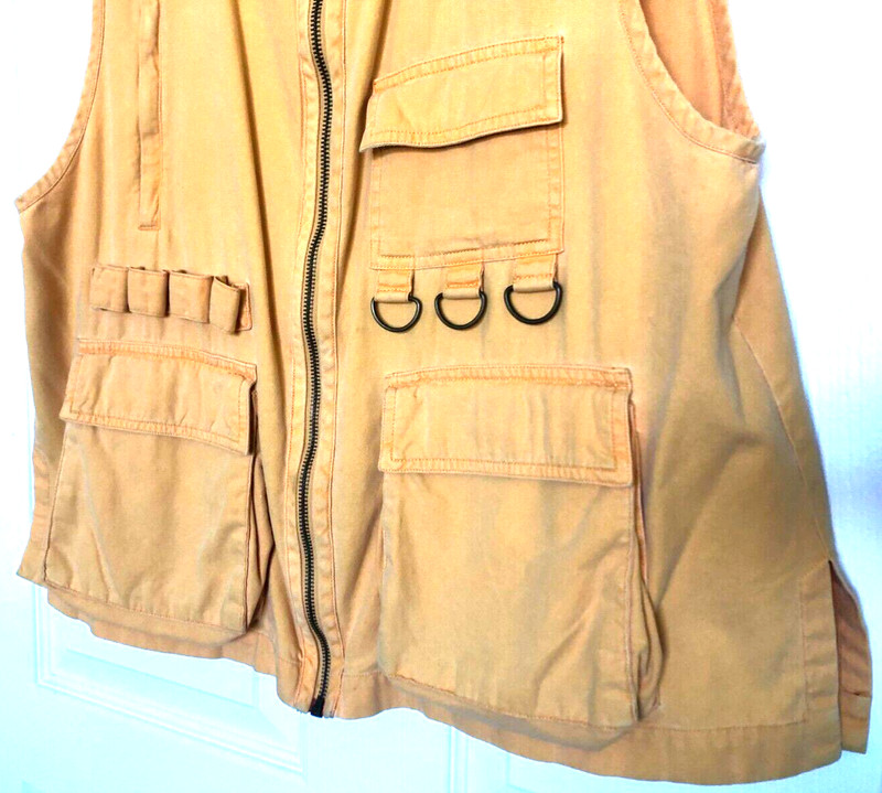 Women's Vintage 90's Designer Cargo Travel Vest - 13 Pockets/Tie-outs Cotton - L gallery