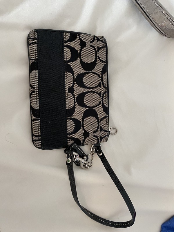 Coach Poppy Op Art Glam Tote Bag Black Gray comes with wristlet gallery